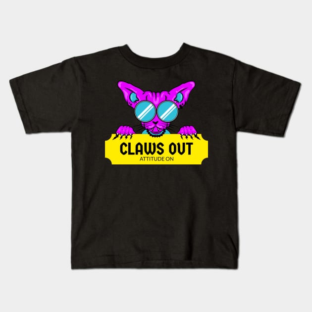 Claws Out Attitude On Cat Funny Kids T-Shirt by Brindle & Bale